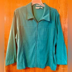 Teal color Zipper Stretch Jacket, 3X.